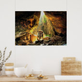 Bengal Tiger In Cave ポスター (キッチン)