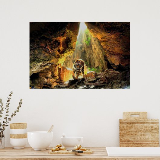 Bengal Tiger In Cave ポスター (キッチン)