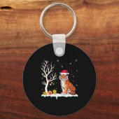 Bengal Tiger Santa Hat Festive Tree Light Christma キーホルダー (正面)