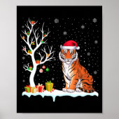 Bengal Tiger Santa Hat Festive Tree Light Christma ポスター (正面)