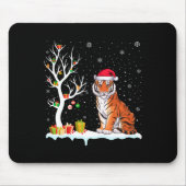 Bengal Tiger Santa Hat Festive Tree Light Christma マウスパッド (正面)