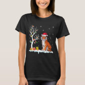 Bengal Tiger Santa Hat Festive Tree Light Christma Tシャツ (正面)