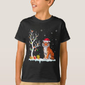 Bengal Tiger Santa Hat Festive Tree Light Christma Tシャツ (正面)