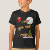 Bengal Tiger Santa Sleigh Flying Funny Magical Chr Tシャツ (正面)