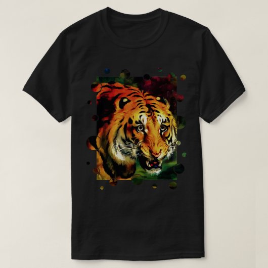  Bengal Tiger Vector With Circle Edge Cut Out Tシャツ (デザイン正面)