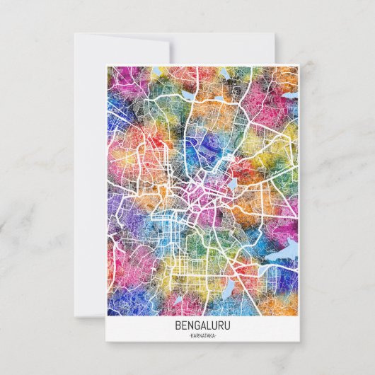 Bengaluru Karnataka City Map サンキューカード (正面)