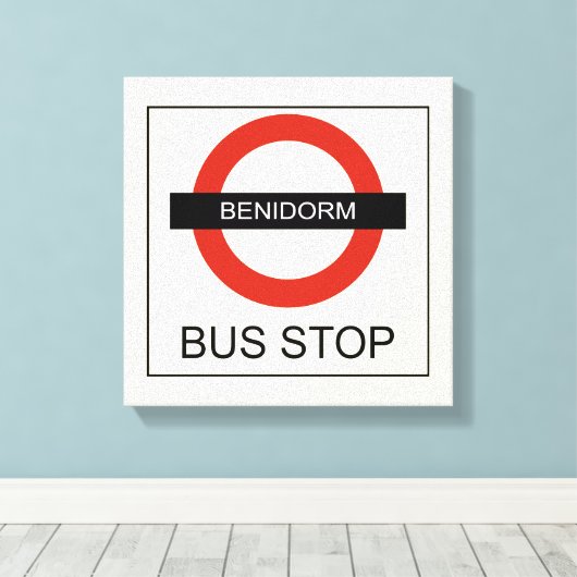 Benidorm Bus Stop キャンバスプリント (インサイチュ (ウッドフロア))