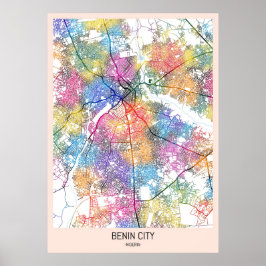 Benin City Nigeria City Map ポスター