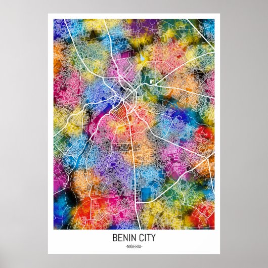 Benin City Nigeria City Map ポスター (正面)