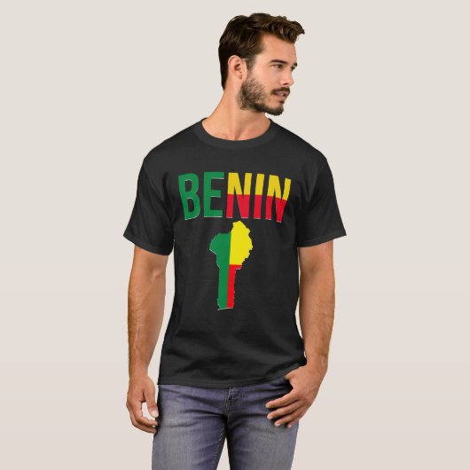 Beninese  Benin Country Map Flag Tシャツ (正面フル)