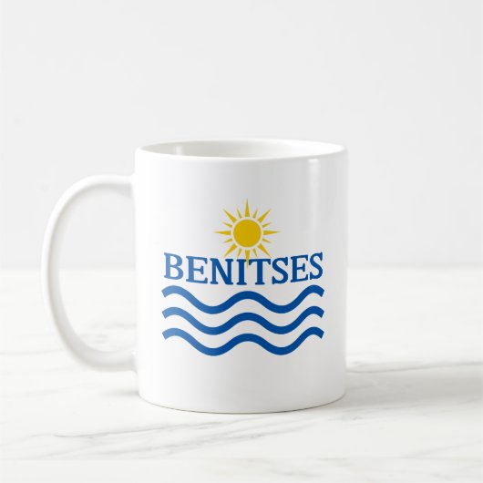 BENITSES Corfu Greece, Sun Waves コーヒーマグカップ (左)