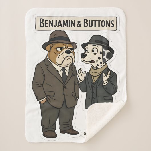 Benjamin and buttons detective duo fleece blanket シェルパブランケット (正面)