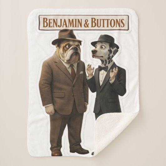 Benjamin and buttons detective duo fleece blanket シェルパブランケット (正面)