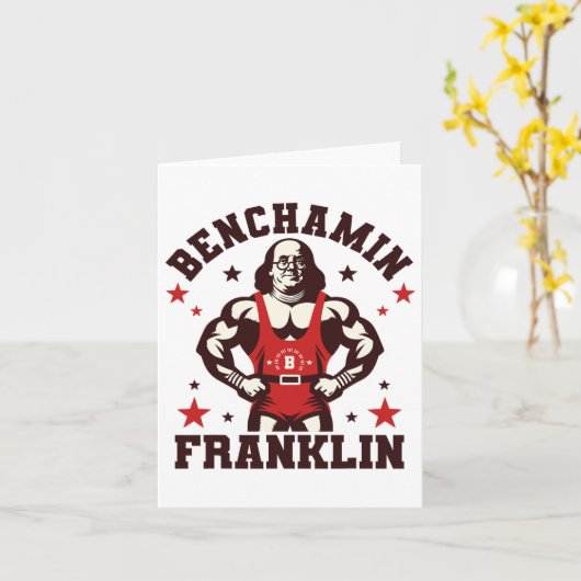 Benjamin Benchamin Franklin Bench Press Bodybuildi カード (黄色い花)