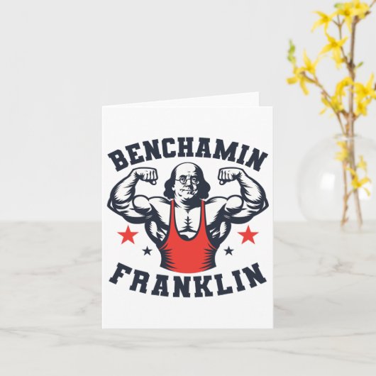 Benjamin Benchamin Franklin Bench Press Bodybuildi カード (黄色い花)