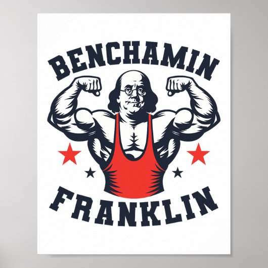 Benjamin Benchamin Franklin Bench Press Bodybuildi ポスター (正面)
