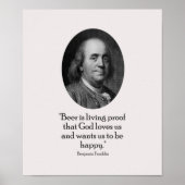 Benjamin Franklin and Quote About Beer ポスター (正面)