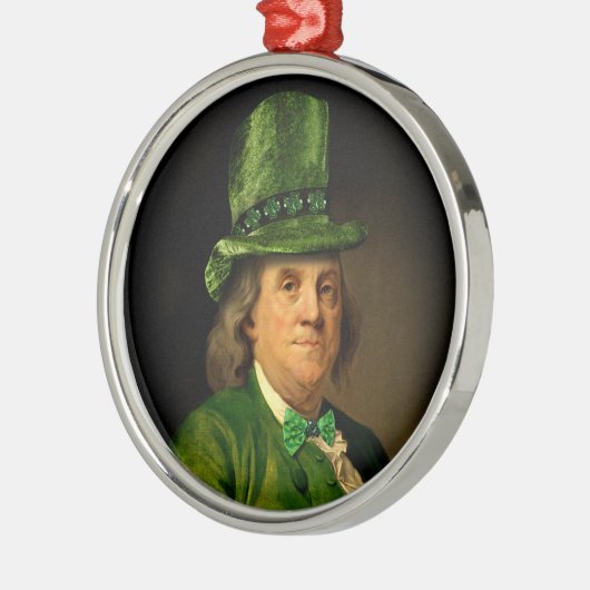 Benjamin Franklin Clover St Patrick's Day メタルオーナメント (左)