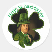 Benjamin Franklin Clover St Patrick's Day ラウンドシール (正面)