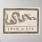 Benjamin Franklin Join or Die Cartoon Print ポスター (正面)