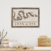 Benjamin Franklin Join or Die Cartoon Print ポスター (キッチン)