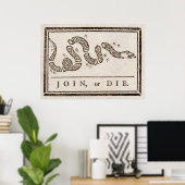 Benjamin Franklin Join or Die Cartoon Print ポスター (ホームオフィス)