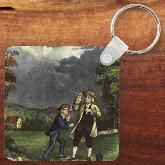Benjamin Franklin's Kite and Lightning Experiment キーホルダー (裏面)
