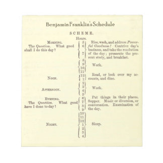 Benjamin Franklin's Scheduleプランナーメモ帳 ノートパッド