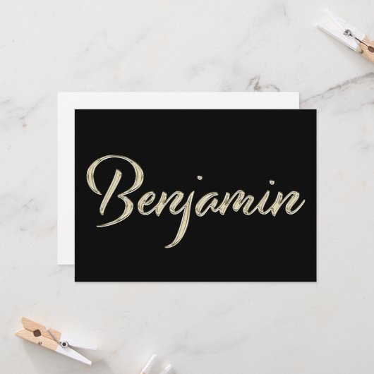 Benjamin Name white gold Handwriting Karte カード (正面/裏面インサイチュ)