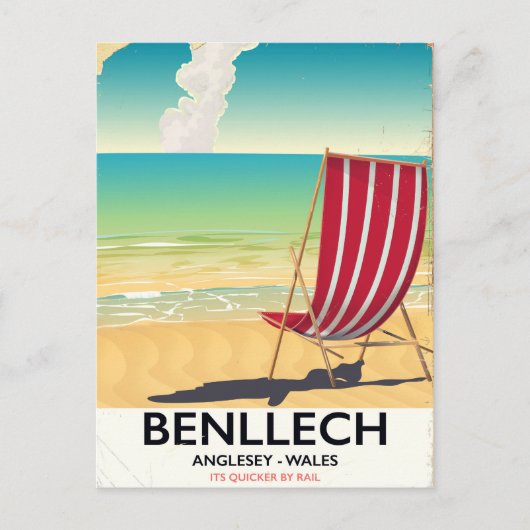 Benllech, Anglesey Walesヴィンテージ旅行ポスター ポストカード (正面)