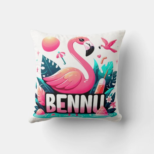 BENNUピンクフラメンゴインアガーデン装飾用クッション クッション (裏面)