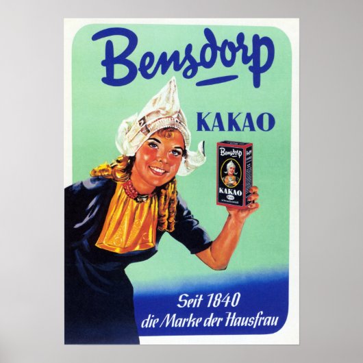 BENSDORP KAKAOドイツ語ヴィンテージミルクチョコレートドリンク ポスター (正面)
