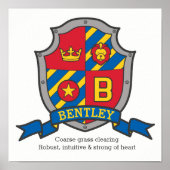 Bentley boys name meaning heraldry shield letter B ポスター (正面)