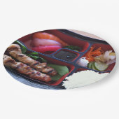 Bento箱の寿司の日本のな米の食糧 ペーパープレート (アングル)