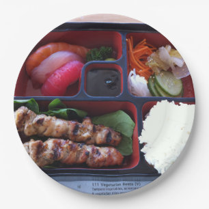 Bento箱の寿司の日本のな米の食糧 ペーパープレート