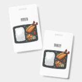 Bento cartoon illustration  バッジ (正面＆裏面)