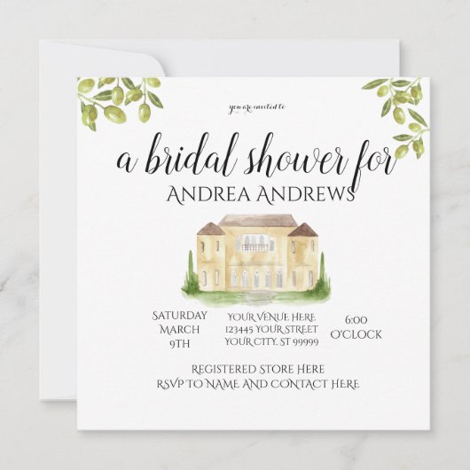 Benvenuti Italiaブライダルシャワー招待 招待状 (正面)