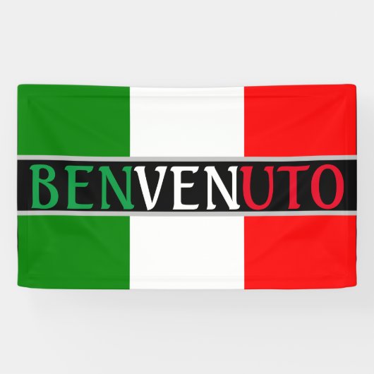 Benvenuto Welcome on イタリアン Flag 横断幕 (横)