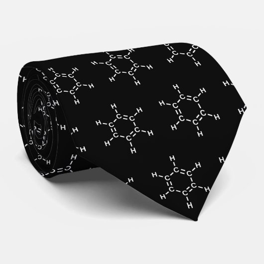 Benzene Molecule Pattern Black ネクタイ (ロール)