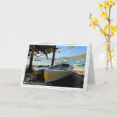 Bequia、グレナディーン、W.Iのボート カード (黄色い花)