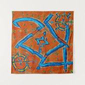 Berber Amazighモチーフ、抽象芸術シンボルや象徴とシンボル タペストリー (正面(横))