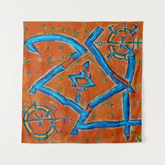 Berber Amazighモチーフ、抽象芸術シンボルや象徴とシンボル タペストリー (正面(横))