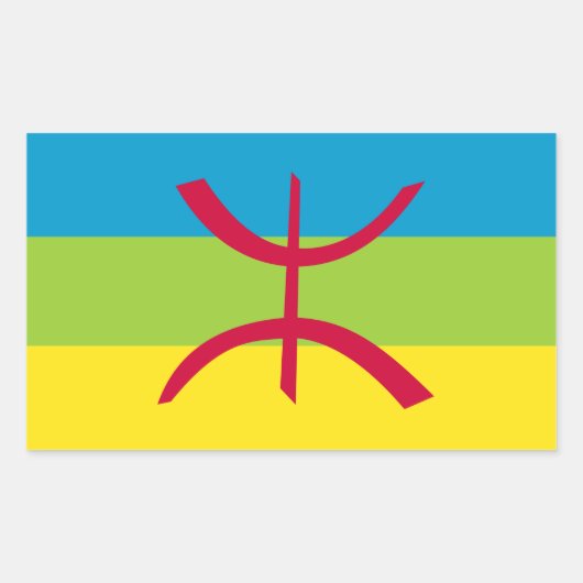 Berber Kabyle Berbers Amazigh Flag ⴰⴾⴻⵏⵢⴰⵍ ⴰⵎⴰⵣⵉⵗ 長方形シール (正面)