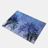 Bercelonaの青いヤシの木のグランジなデジタル芸術のデザイン ドアマット (アングル)