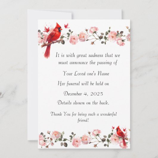 Bereavement Funeral Notification of Passing Card シーズンカード (正面)