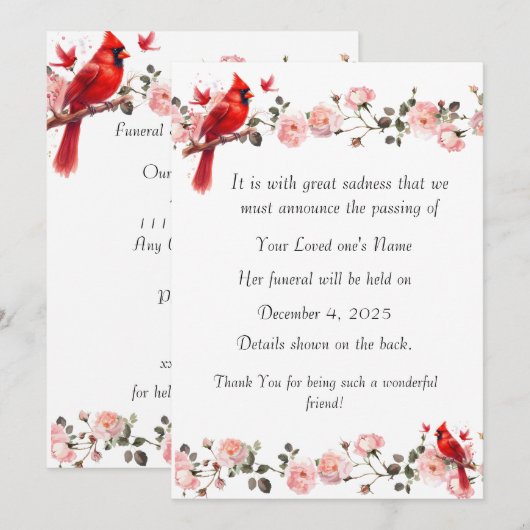 Bereavement Funeral Notification of Passing Card シーズンカード (正面/裏面)