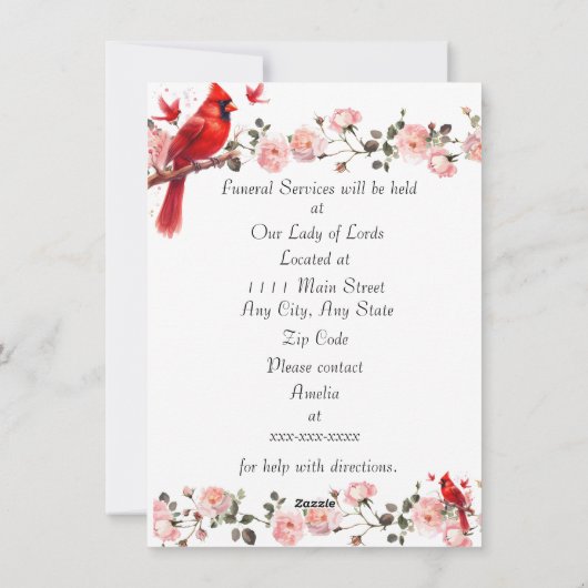 Bereavement Funeral Notification of Passing Card シーズンカード (裏面)