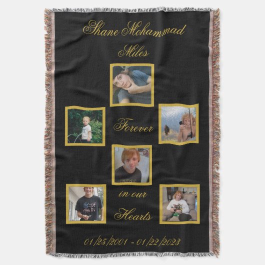 Bereavement Memory Keepsake Photo Throw Blanket スローブランケット (正面縦)
