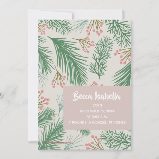 Beres Pinesクリスマスフォト誕生日のお知らせ シーズンカード (裏面)