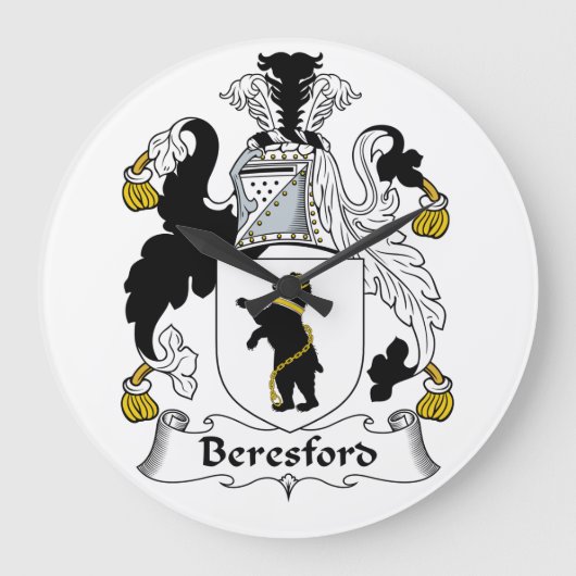 Beresfordの家紋 ラージ壁時計 (正面)